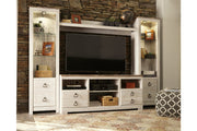 Willowton Whitewash 4-Piece Entertainment Center - SET | W267-24(2) | W267-27 | W267-68 - Vega Furniture