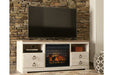 Willowton Whitewash 64" TV Stand with Electric Fireplace - SET | W100-101 | W267-68 - Vega Furniture