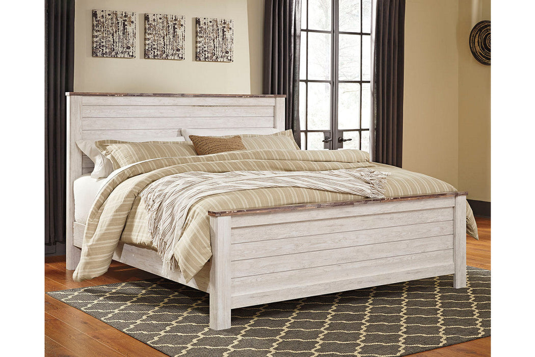 Willowton Whitewash King Panel Bed - SET | B267-56 | B267-58 | B267-99 - Vega Furniture