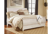 Willowton Whitewash King Sleigh Bed - SET | B267-76 | B267-78 | B267-97 - Vega Furniture