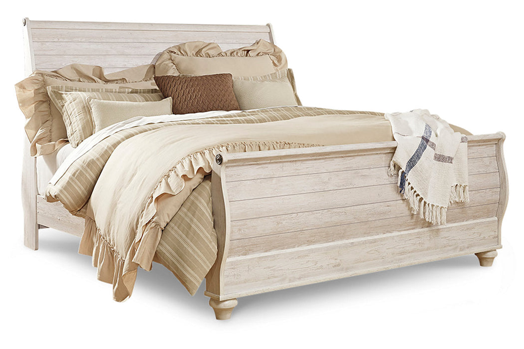 Willowton Whitewash King Sleigh Bed - SET | B267-76 | B267-78 | B267-97 - Vega Furniture