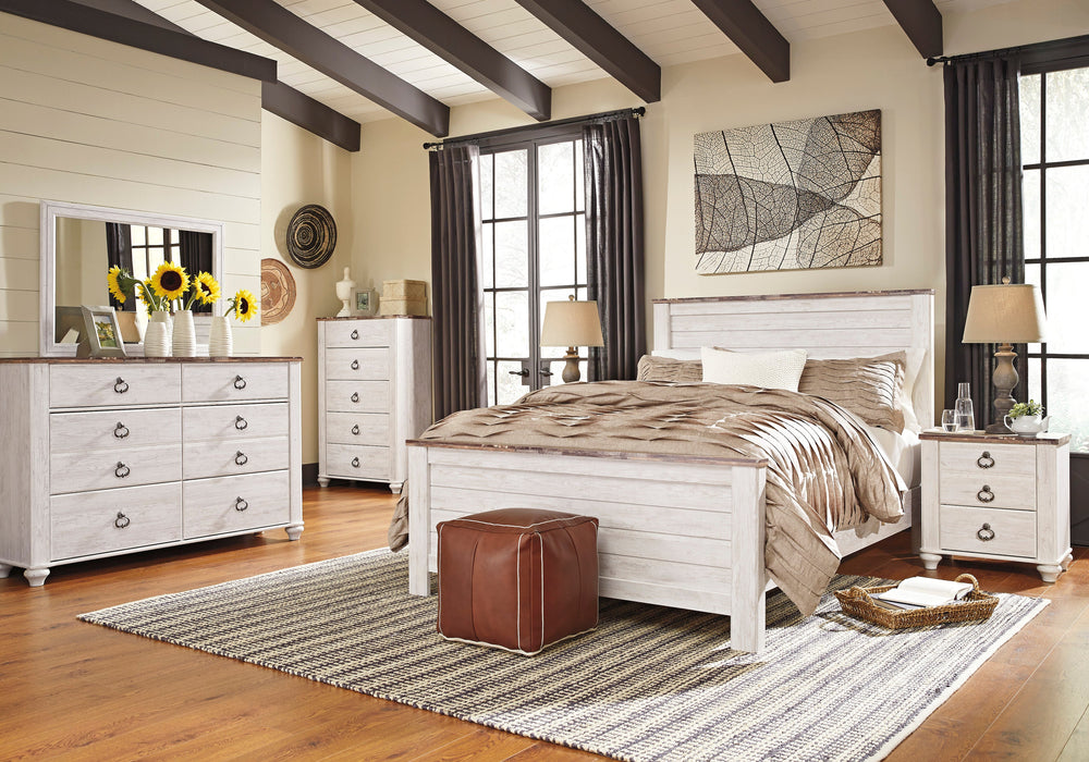 Willowton Whitewash Panel Bedroom Set - SET | B267-54 | B267-57 | B267-98 | B267-92 | B267-46 - Vega Furniture