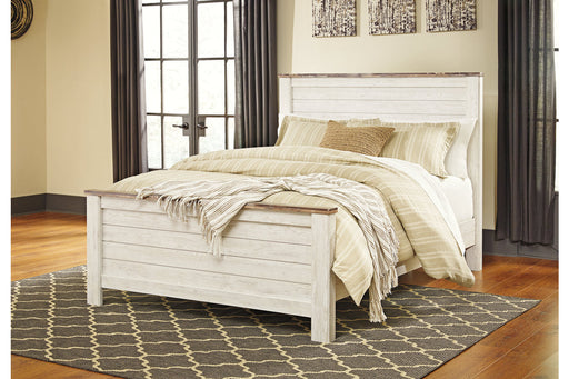 Willowton Whitewash Queen Panel Bed - SET | B267-54 | B267-57 | B267-98 - Vega Furniture