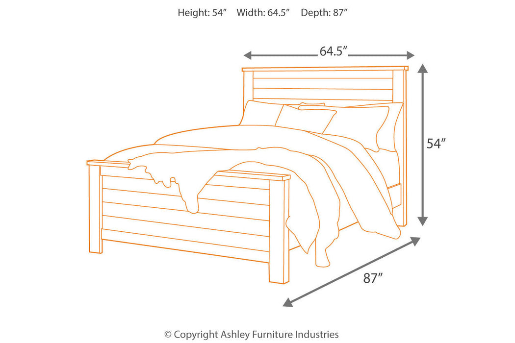 Willowton Whitewash Queen Panel Bed - SET | B267-54 | B267-57 | B267-98 - Vega Furniture