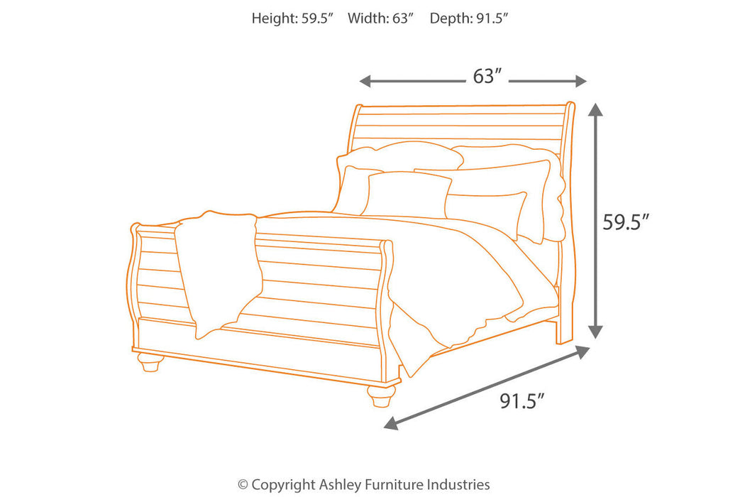 Willowton Whitewash Queen Sleigh Bed - SET | B267-74 | B267-77 | B267-96 - Vega Furniture