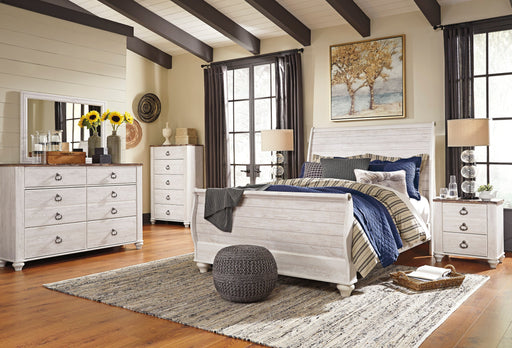 Willowton Whitewash Sleigh Bedroom Set - SET | B267-74 | B267-77 | B267-96 | B267-92 | B267-46 - Vega Furniture