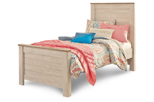 Willowton Whitewash Twin Panel Bed - SET | B267-52 | B267-53 | B267-83 - Vega Furniture