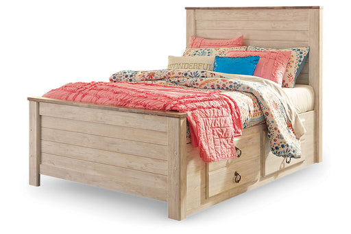 Willowton Whitewash Twin Panel Bed with 2 Storage Drawers - SET | B100-11 | B267-50 | B267-52 | B267-53 - Vega Furniture