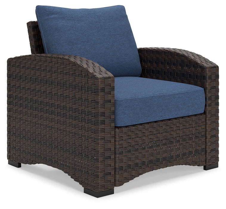 Windglow Blue/Brown Outdoor Lounge Chair with Cushion - P340-820 - Vega Furniture