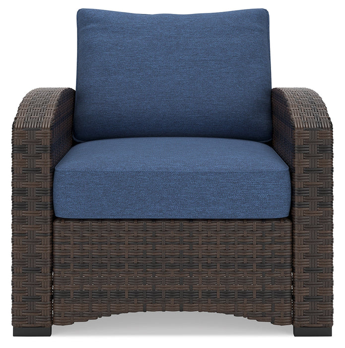 Windglow Blue/Brown Outdoor Lounge Chair with Cushion - P340-820 - Vega Furniture