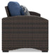 Windglow Blue/Brown Outdoor Loveseat with Cushion - P340-835 - Vega Furniture