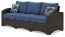 Windglow Blue/Brown Outdoor Sofa with Cushion - P340-838 - Vega Furniture