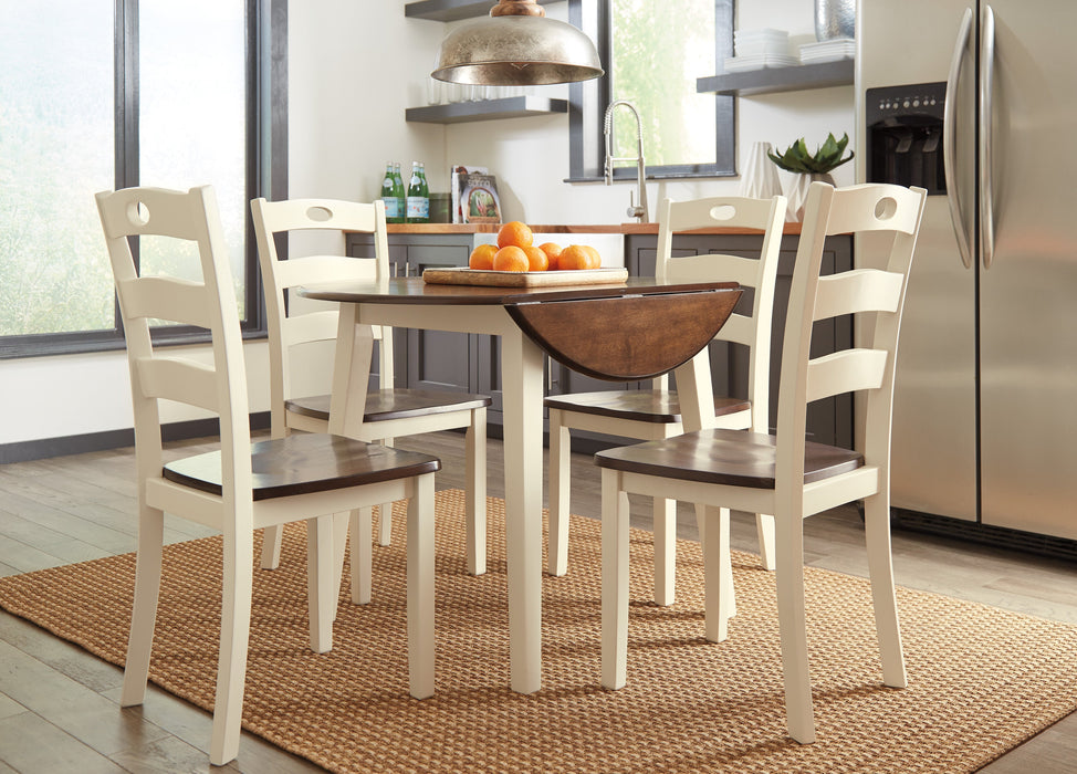 Woodanville Cream/Brown 5-Piece Drop Leaf Dining Set - SET | D335-15 | D335-01(2) - Vega Furniture