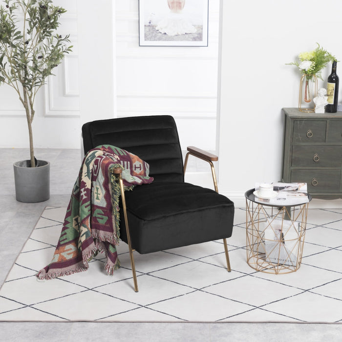 Woodford Black Velvet Accent Chair - 521Black - Vega Furniture