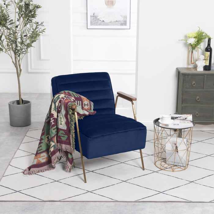 Woodford Blue Velvet Accent Chair - 521Navy - Vega Furniture