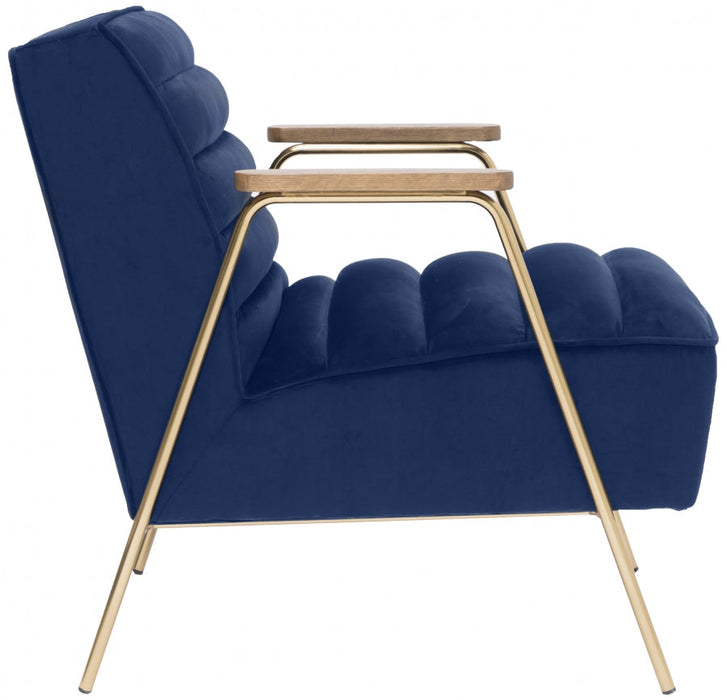 Woodford Blue Velvet Accent Chair - 521Navy - Vega Furniture