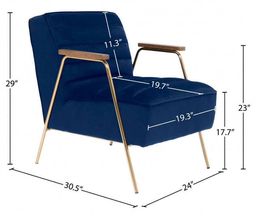 Woodford Blue Velvet Accent Chair - 521Navy - Vega Furniture