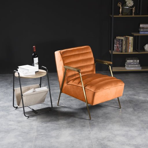 Woodford Cognac Velvet Accent Chair - 521Orange - Vega Furniture