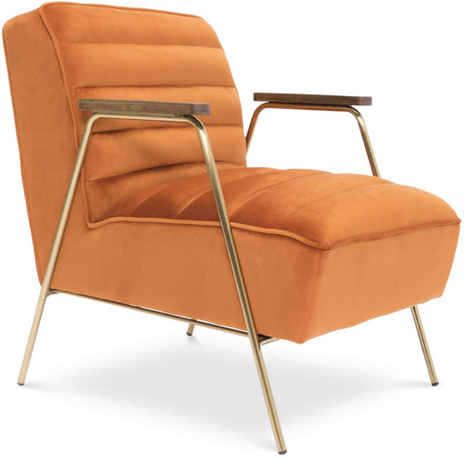 Woodford Cognac Velvet Accent Chair - 521Orange - Vega Furniture