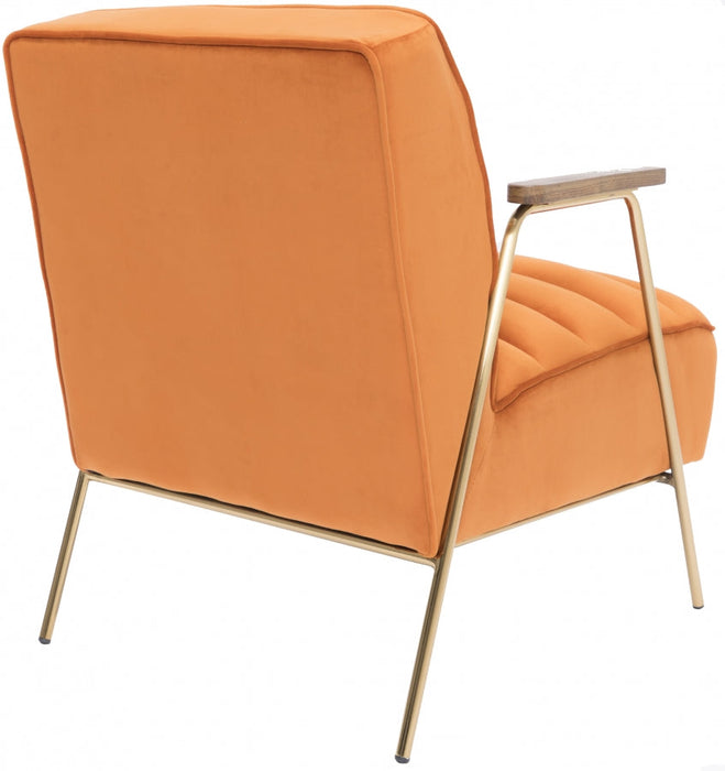 Woodford Cognac Velvet Accent Chair - 521Orange - Vega Furniture