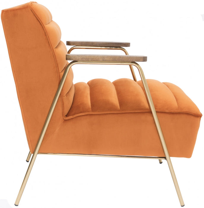 Woodford Cognac Velvet Accent Chair - 521Orange - Vega Furniture