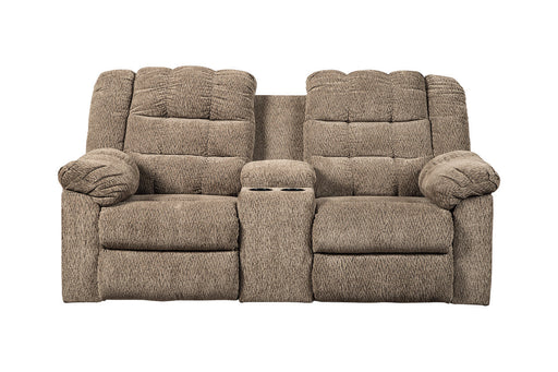 Workhorse Cocoa Reclining Loveseat with Console - 5840194 - Vega Furniture