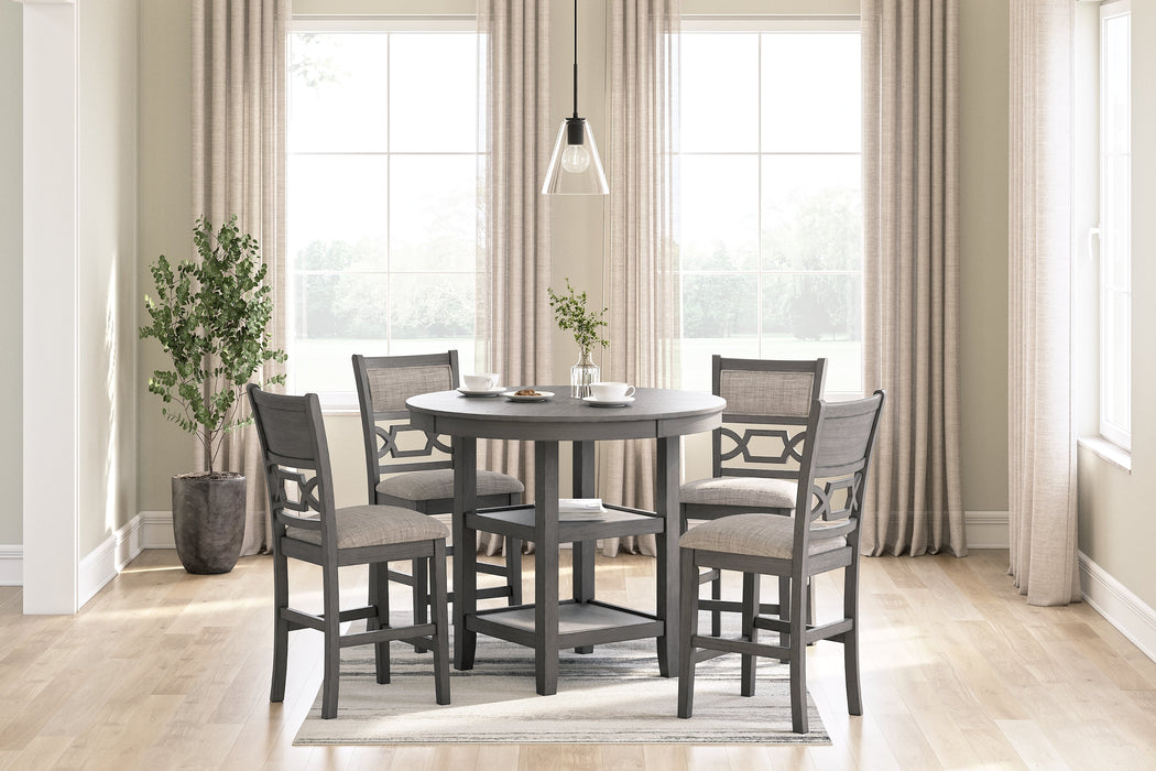 Wrenning Gray Counter Height Dining Table and 4 Barstools (Set of 5) - D425-223 - Vega Furniture