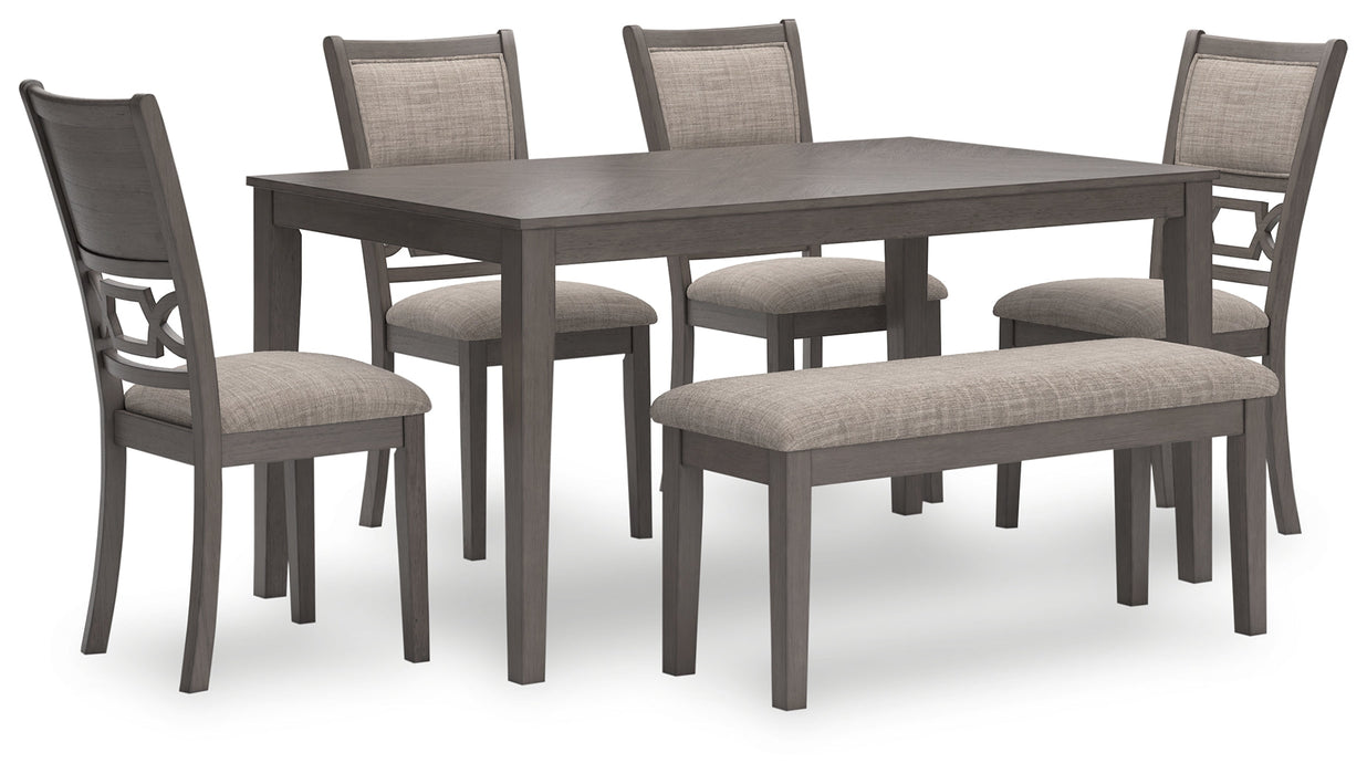 Wrenning Gray Dining Table and 4 Chairs and Bench (Set of 6) - D425-325 - Vega Furniture