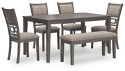 Wrenning Gray Dining Table and 4 Chairs and Bench (Set of 6) - D425-325 - Vega Furniture