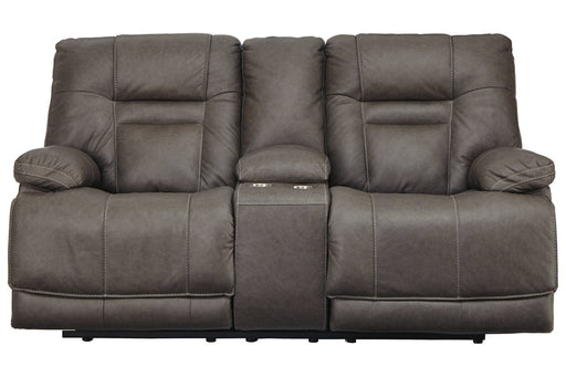 Wurstrow Smoke Power Reclining Loveseat with Console - U5460218 - Vega Furniture