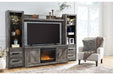 Wynnlow Gray 4-Piece Entertainment Center with Electric Fireplace - SET | W100-02 | W440-24(2) | W440-27 | W440-68 - Vega Furniture