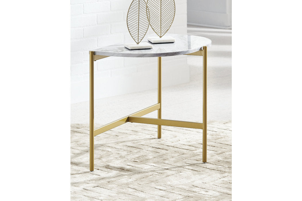 Wynora White/Gold Chairside End Table - T192-7 - Vega Furniture