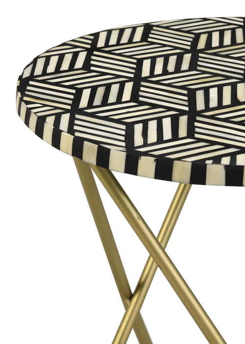 Xenia Black/White Round Accent Table with Hairpin Legs - 935878 - Vega Furniture