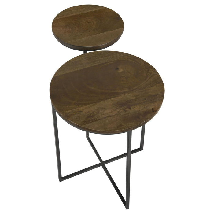 Yael Natural/Gunmetal Round Accent Table - 935980 - Vega Furniture