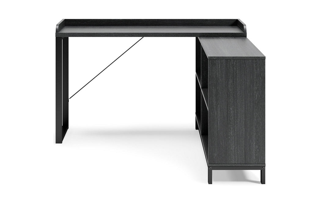 Yarlow Black Home Office L-Desk - H215-24 - Vega Furniture