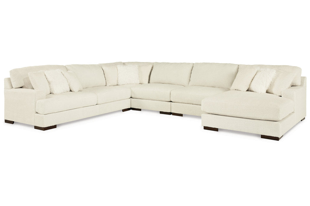 Zada Ivory 5-Piece RAF Sectional - SET | 5220417 | 5220446(2) | 5220477 | 5220466 | 5220408 - Vega Furniture