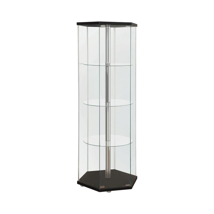 Zahavah Black/Clear 4-Shelf Hexagon Shaped Curio Cabinet - 950276 - Vega Furniture