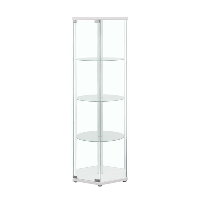 Zahavah White/Clear 4-Shelf Hexagon Shaped Curio Cabinet - 950001 - Vega Furniture