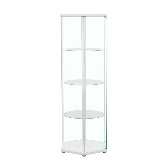 Zahavah White/Clear 4-Shelf Hexagon Shaped Curio Cabinet - 950001 - Vega Furniture