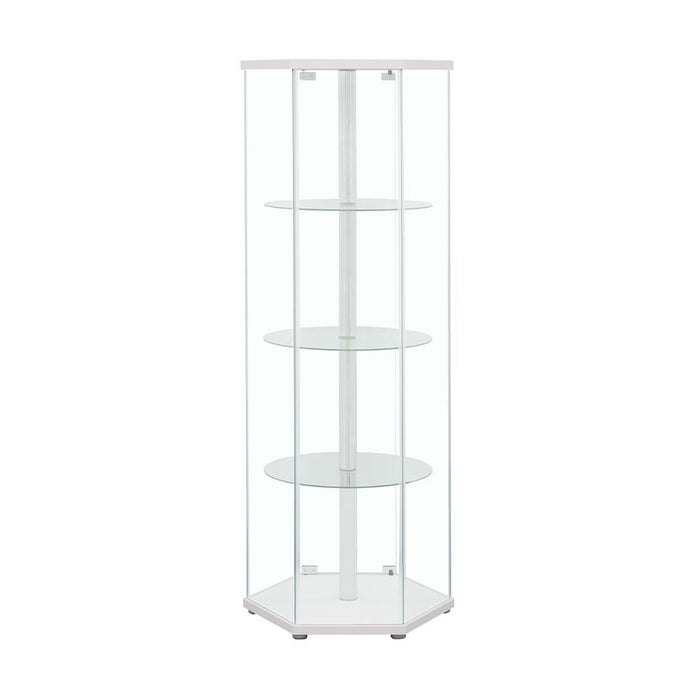 Zahavah White/Clear 4-Shelf Hexagon Shaped Curio Cabinet - 950001 - Vega Furniture