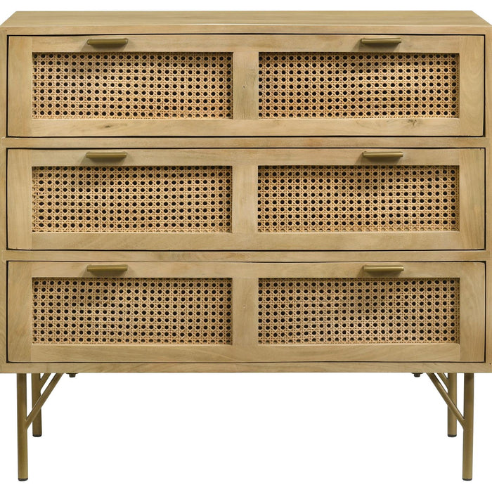 Zamora Natural/Antique Brass 3-Drawer Accent Cabinet - 959579 - Vega Furniture