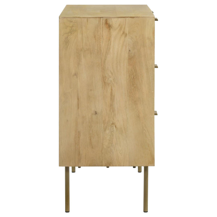 Zamora Natural/Antique Brass 3-Drawer Accent Cabinet - 959579 - Vega Furniture