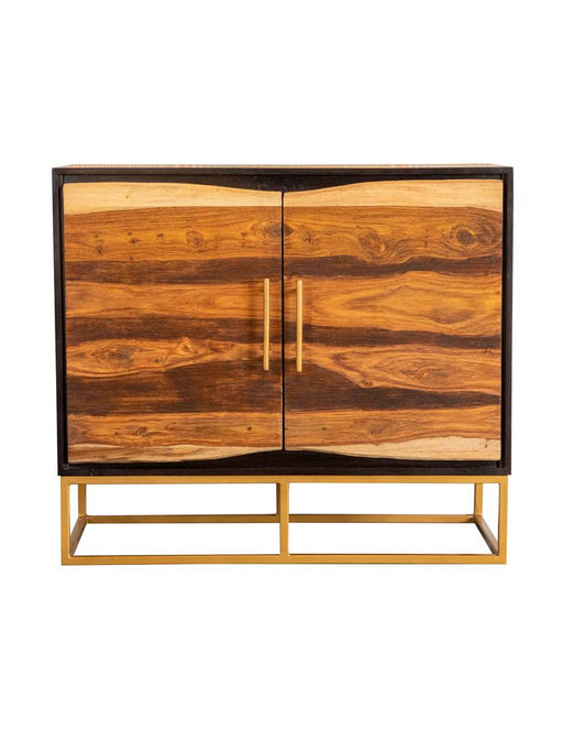 Zara Black Walnut/Gold 2-Drawer Accent Cabinet - 953447 - Vega Furniture