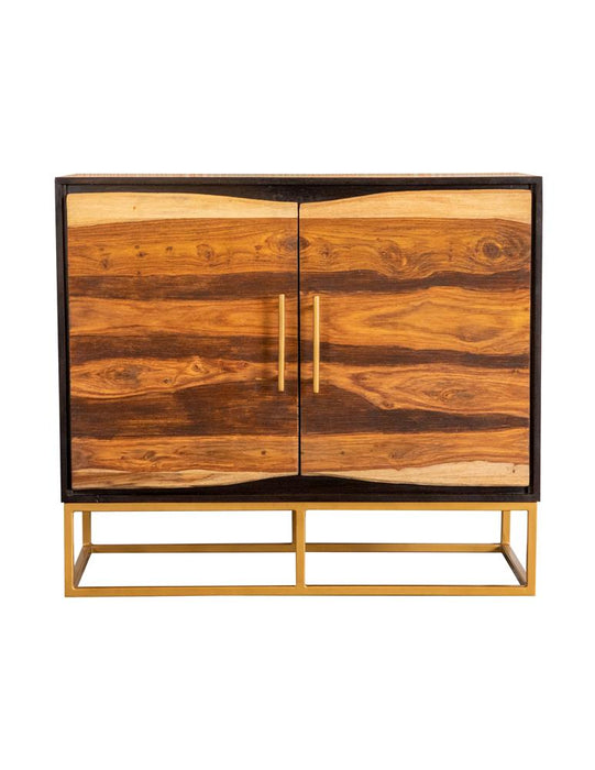 Zara Black Walnut/Gold 2-Drawer Accent Cabinet - 953447 - Vega Furniture