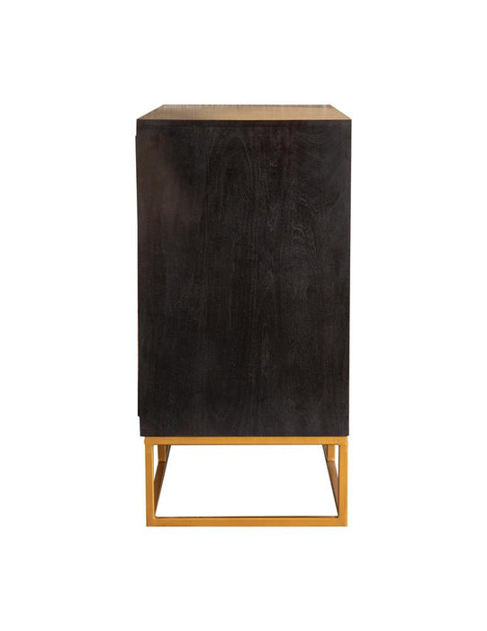 Zara Black Walnut/Gold 2-Drawer Accent Cabinet - 953447 - Vega Furniture