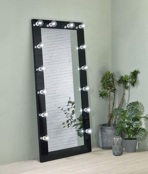 Zayan Full Length Floor Mirror With Lighting Black High Gloss - 969557 - Vega Furniture