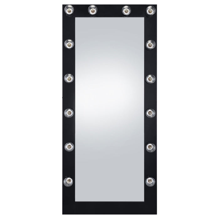 Zayan Full Length Floor Mirror With Lighting Black High Gloss - 969557 - Vega Furniture