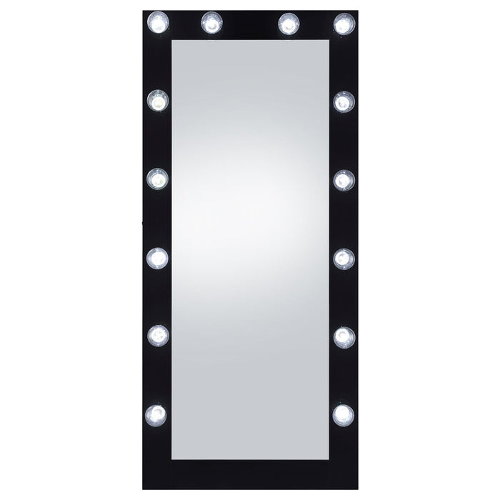 Zayan Full Length Floor Mirror With Lighting Black High Gloss - 969557 - Vega Furniture