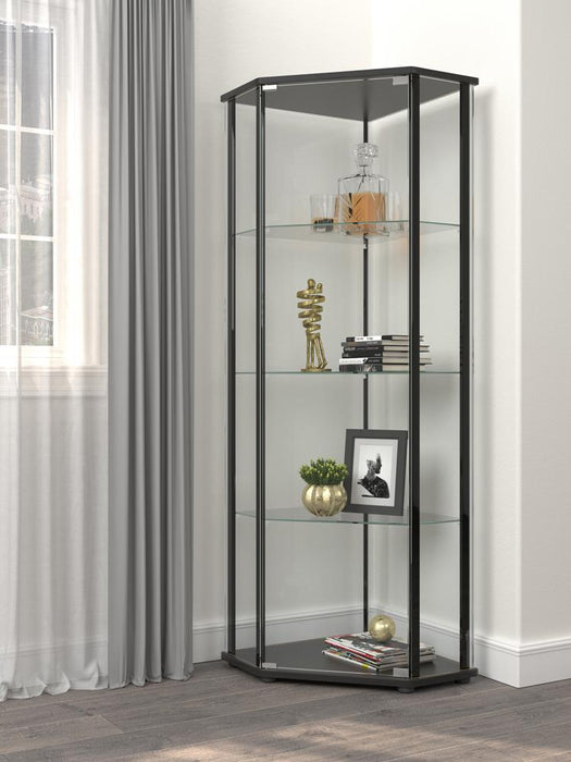Zenobia Clear/Black Glass Shelf Curio Cabinet - 953234 - Vega Furniture