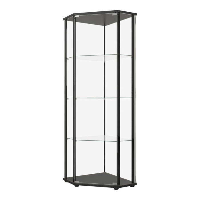 Zenobia Clear/Black Glass Shelf Curio Cabinet - 953234 - Vega Furniture